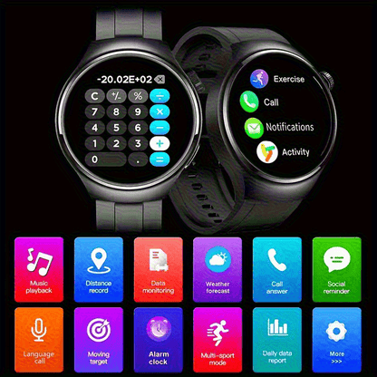 Round Smartwatch 2.01 Inch Extra Large Screen Wireless Calling 100+ Sports Modes Sleep Monitor Games Weather Calculator Pedometer Fitness Tracker Watch for Men Women iPhone Android