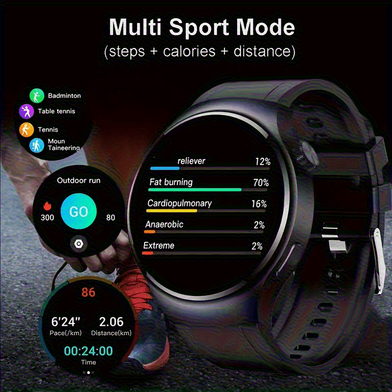 Round Smartwatch 2.01 Inch Extra Large Screen Wireless Calling 100+ Sports Modes Sleep Monitor Games Weather Calculator Pedometer Fitness Tracker Watch for Men Women iPhone Android